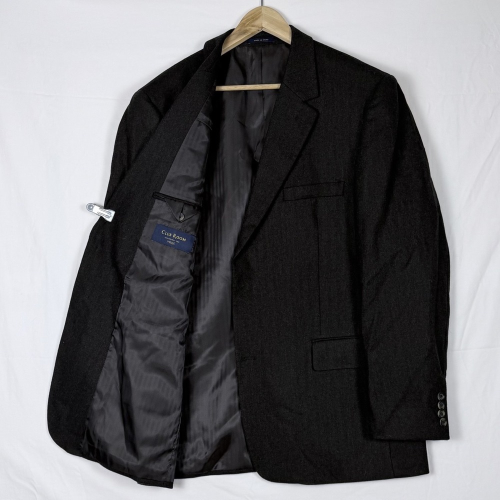 Club Room Blazer Sport Coat 46L Wool Silk Cashmere Herringbone Professor Career - Picture 2 of 11